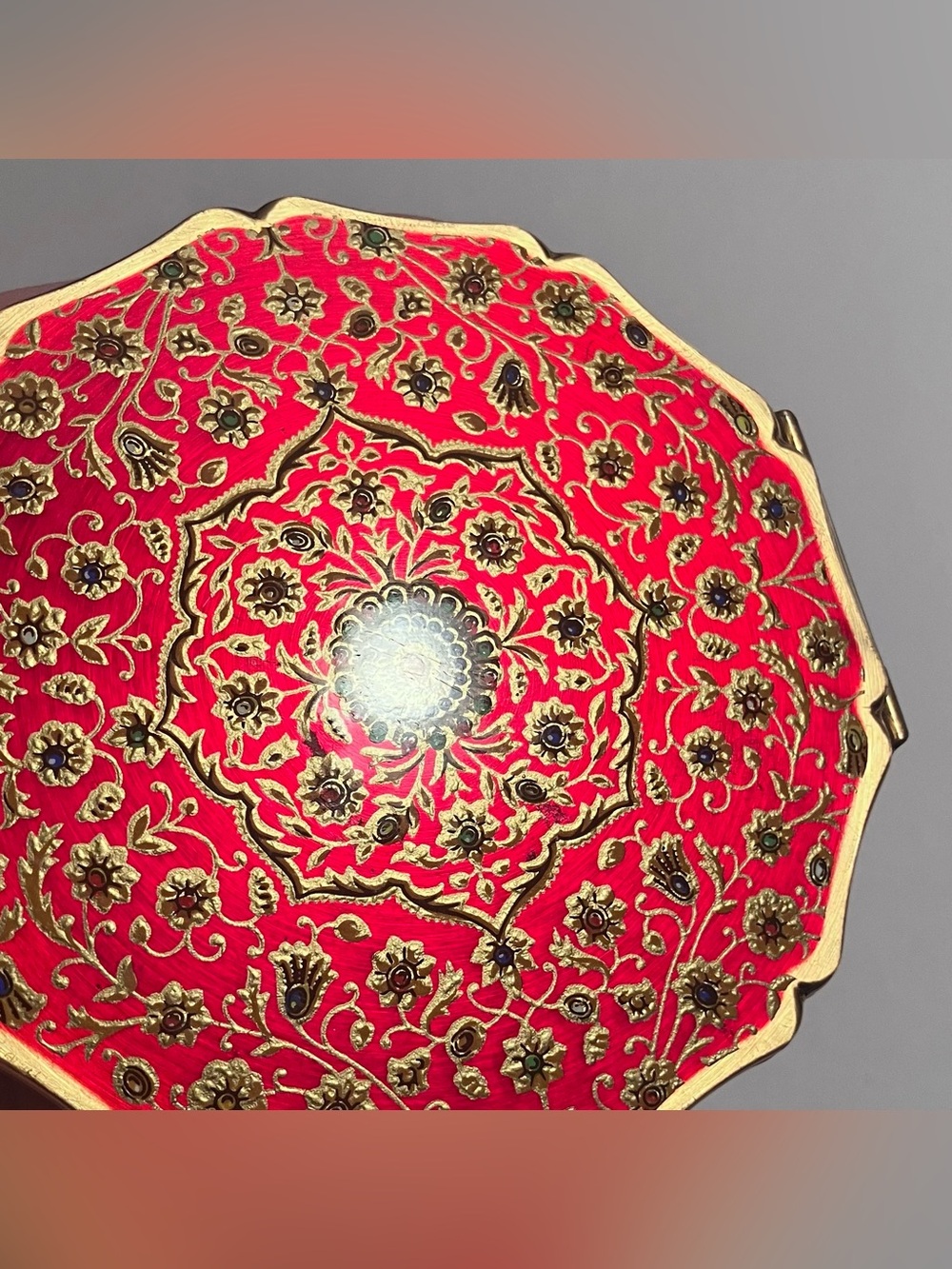 MCM Stratton ENAMELED POWDER COMPACT / Lovely ENGLISH Gold Plate / MIRROR INTACT